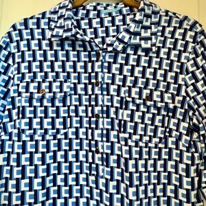 J McLaughlin Woman’s Blue Geometric Pattern Dress